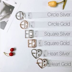 Clear Belt Buckle Heart Round Square Gold Silver